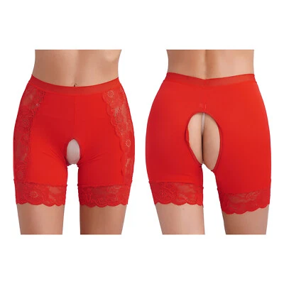 Pantalones cortos para mujer cintura alta de encaje sin entrepierna pantalones cortos para niños bragas bragas ropa interior Foto 1 de 3