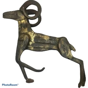 Vintage/Antique Hand Made Mountain Goat Ram Steel Metal Trench Art ? 4.5”x 3.75” - Picture 1 of 7