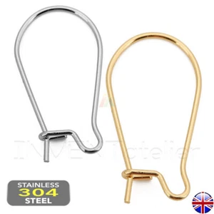 Stainless Steel KIDNEY EARWIRES 18-39mm Ear Wires Earrings JEWELLERY MAKING 523 - Picture 1 of 8