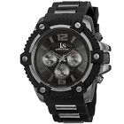 New Joshua & Sons JS94BK Swiss Day/Date Multifunction Black Silicone Strap Watch