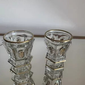 2 glasses tumblers 4", Eapg c.1840s Gold Grape Framed Ovals New england co FLINT - Picture 1 of 7