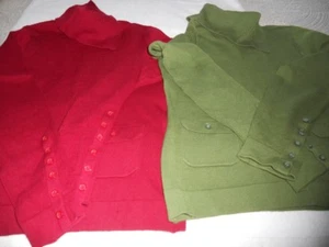 INC knit tops lot of 2 red and green petite small cowl neck - Picture 1 of 1