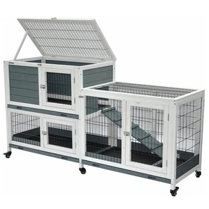 Kleintierstall Indoor Kaninchen Meerschweinchen Hamster 146x89cm-6xRollfüße grau - Bild 1 von 10