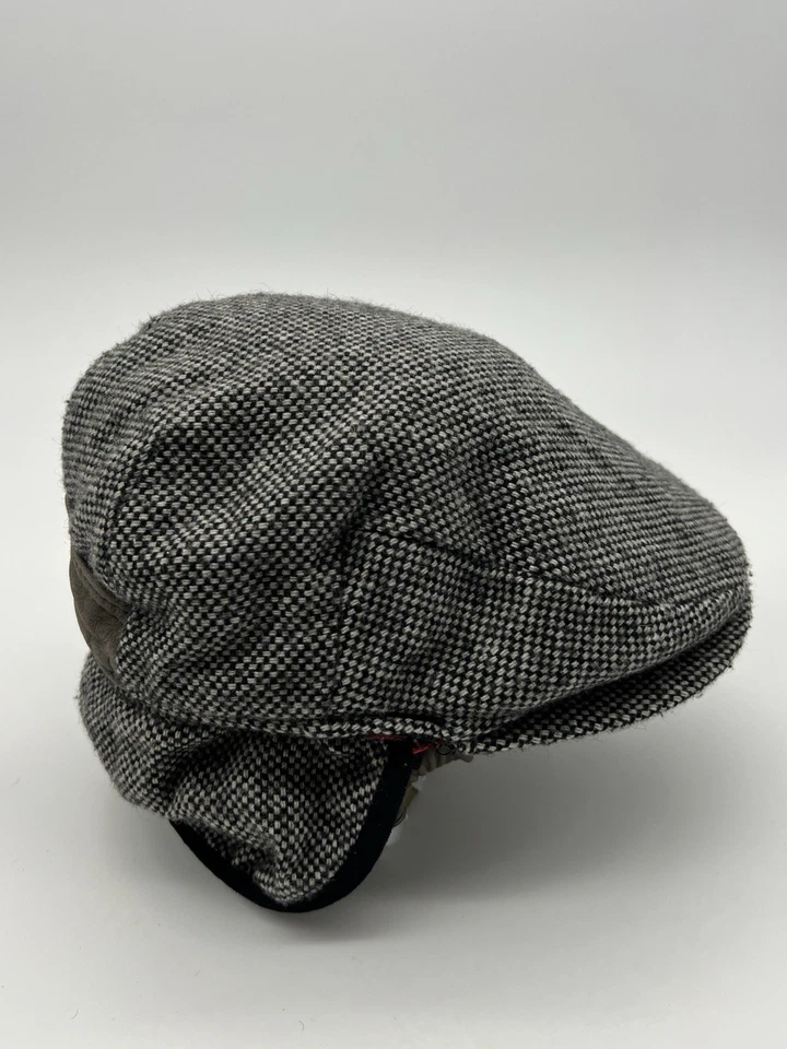 WOOLRICH 经典灰色黑色雪佛龙中号帽子耳瓣粗花呢男女通用 — 第 1/4 张图片