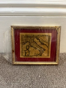 Antique Map of Italy 1700s Espana Hand Made Spain Print Repro Framed 6.5x5in NOS - Picture 1 of 4