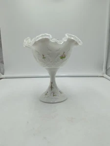 Fenton signierte handbemalte Veilchen geprägt Silber Wappen Kompott Sockel Schale - Bild 1 von 6