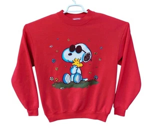 Vintage Peanuts Snoopy And Woodstock Hugging Sweatshirt 90s Made In USA Size L - Picture 1 of 8