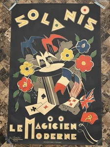 SELTENES ORIGINAL WW2 WWII MAGIC POSTER SOLANIS LE MAGICIEN MODERNE 1945 ART DECO - Bild 1 von 10