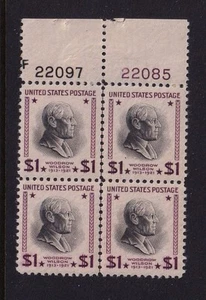 1938 PREXY $1 Wilson Sc 832 MNH VF plate block of 4, Durland $45 (6Y - Picture 1 of 1