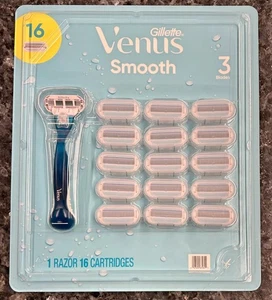 Gillette Venus Smooth Razor Value Set Includes 1 Handle, 16 Razor Blade Refills. - Picture 1 of 2