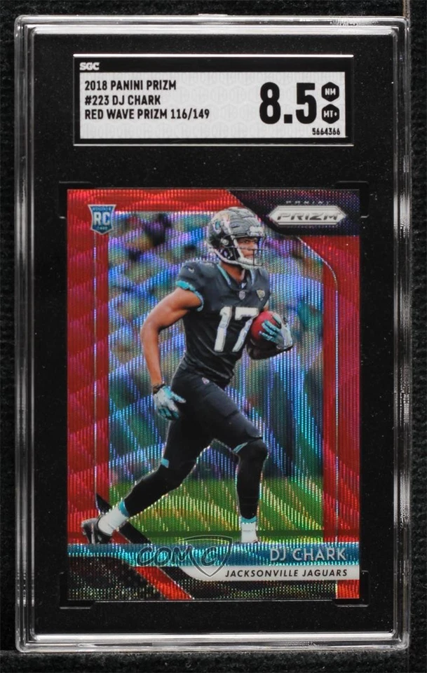 2018 Panini Prizm Rookie Red Wave Prizm /149 DJ Chark Jr #223 SGC 8.5 Rookie RC - Image 1 of 2