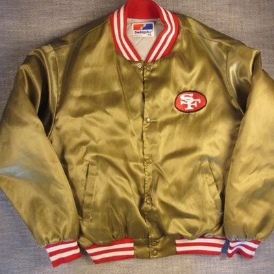 Chaqueta Bomber De Colección San Francisco 49rs Dorado Satinado Swingster Marca XL Foto 1 de 4