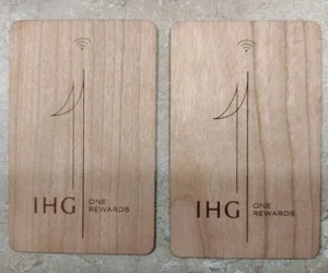One Rewards Empty Back IHG HOTEL Wooden ROOM KEY CARD Set Of Two - Picture 1 of 2