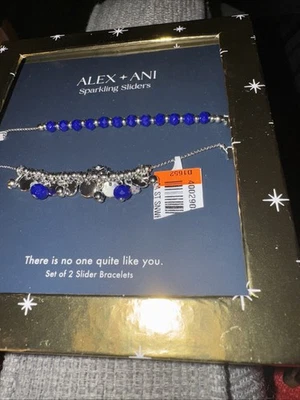 Alex + Ani 2 Piezas Copo de Nieve Bolo Pulsera Set de Regalo Tono Plateado Nuevo en Caja Foto 1 de 3