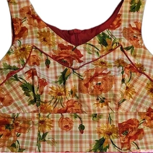 Sangria Kleid Wmn 12 gelb rot Blumen kariert Babydoll Sommerkleid Fit/Flare gefüttert  - Bild 1 von 13