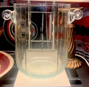 Vintage Ice Bucket Elegant Clear Cut Glass Handled Home Decor Serving Glass - Picture 1 of 7