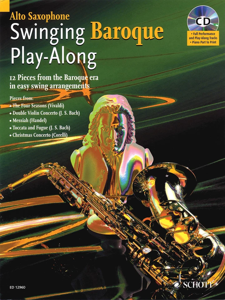 Swinging Baroque for Alto Sax Solo Jazz Classical Sheet Music Play-Along Book CD - Image 1 of 1