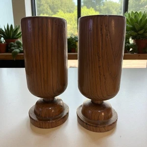 Set Portacandele Vintage Marrone Legno Conico MCM Casale Arredamento Casa - Foto 1 di 6
