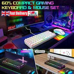 Gaming Keyboard and Mouse Combo Set Wired 60% Ultra-Compact RGB Backlit 61 Keys