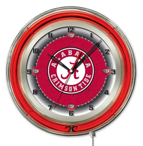 Alabama Crimson Tide HBS Neon Red "A" Logo Battery Powered Wall Clock (19") Cover