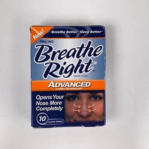 BREATHE RIGHT ADVANCED (10) Clear Nasal Strips Adult Size Nose Band Stop Snoring - Picture 1 of 4