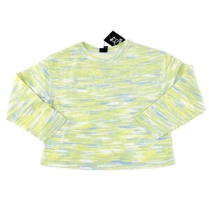 Art Class Girls Size S 6/6X Waffle Knit Long Sleeve Crop Top Marled Green Blue - Picture 1 of 9
