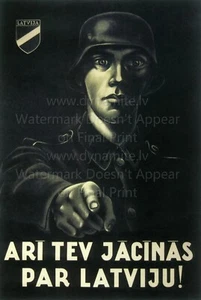 Vintage WW2 Propaganda Latvia Poster Print YOU MUST FIGHT FOR LATVIA! 18x24" - Picture 1 of 1