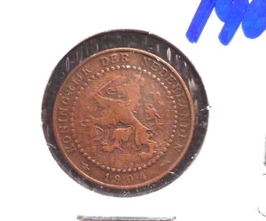 CIRCULATED 1904 1 CENT NETHERLANDS COIN! (011516) - Picture 1 of 3