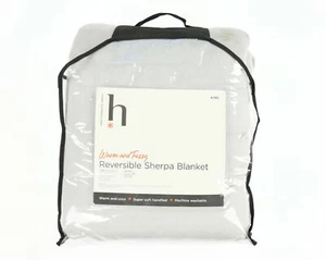 Home Expressions 270916 Reversible Micro Velvet to Sherpa Blanket Gray - Picture 1 of 3