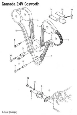 Ford Cosworth Granada 2.9 V6 24V BOA kit de cadena de tiempo completo 1991-1994 (3) Foto 1 de 2