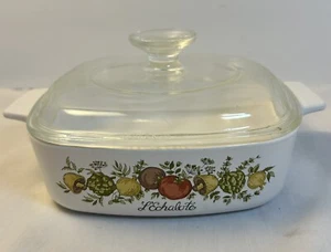 Vintage CorningWare L'Echalote Casserole Dish  A-1-B W Lid Spice of Life 1 Quart - Picture 1 of 6