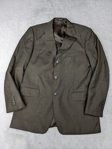 Pronto Uomo Firenze Men 40L Gray Herringbone Wool Super 100 Blazer Jacket Italy - Picture 1 of 18