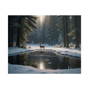❄️ Winterhirsch Poster - Schneehirsch Wandbild - Wald Natur Fotografie - Bild 1 von 25
