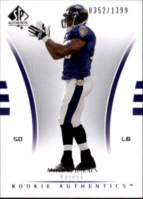 B0364- 2007 SP Authentic #134 Antwan Barnes RC /1399 - NM-MT - Image 1 of 2
