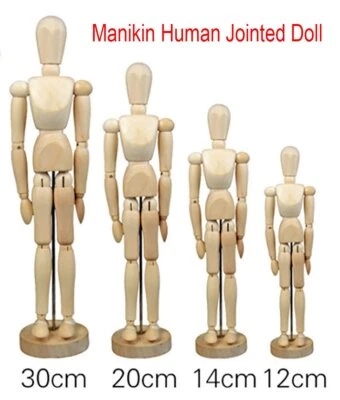 4.5"~12" ARTIST WOODEN MANIKIN MANNEQUIN SKETCHING LAY FIGURE DRAWING MODEL AID - Image 1 of 4