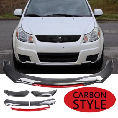 Carbon Style Red Front Bumper Lip Spoiler Splitter For 2007 Suzuki SX4 Body Kit - Image 1 of 4