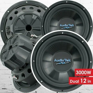 Pair of Audiotek 12 Inch 3000 Watt Car Audio Subwoofer with DVC Power (2 Woofer) - Picture 1 of 6