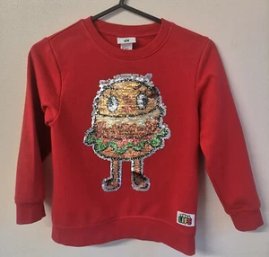 H&M Boys Age 4-6 Red Switchable Fleece Jumper - Picture 1 of 2