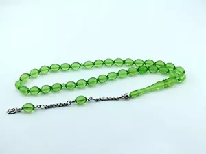 Green color 33 beads Islamic Prayer Beads Misbaha Rosary worry 401058 Tesbih - Picture 1 of 5