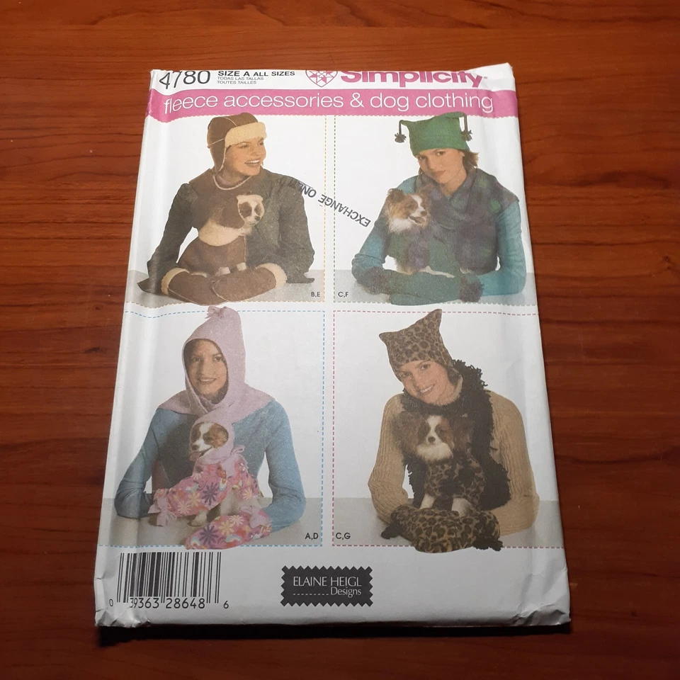 Simplicity 4780 Misses Fleece Accessories and Dog Clothing in 3 Sizes Pattern