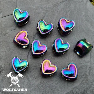 Großlochperlen 10 Stück Herz Rainbow Perlen Paracord Metallperlen Schmuck - Bild 1 von 9