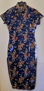 Kleid, China Look, blau gemustert, Drachen, 34/36/38, Motto party, extravagant - Bild 1 von 4