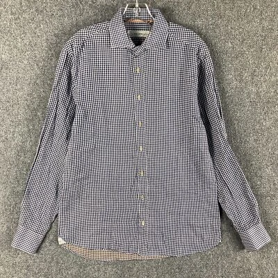 Camisa Scott James Para Hombre Mediana Guinga Azul Gris Abotonada 15.5 100% Algodón Foto 1 de 4