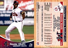 Deunte Heath 2009 Grandstand Mississippi Braves #NNO22 Card *AutographDen*