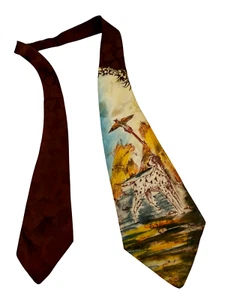 Vintage 1940s Rayon Swing Tie–Animal Novelty Print Art Deco Necktie for Men 49X4 - Picture 1 of 8