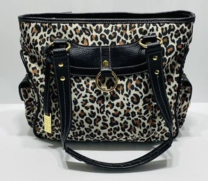 Max New York Cheetah Print Tote with Black Accents and 2 Shoulder Straps - Picture 1 of 23