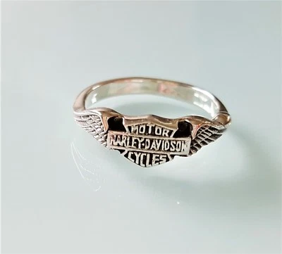 925 Argento Sterling Motore Cycles Motociclista Rocker Ali Anello Usato - Immagine 1 di 4