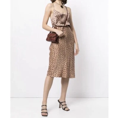 L'AGENCE Tank Too XS Kylee Silk Polka Dot Racerback Camisoles Brown Women’s NWOT - Image 1 of 4