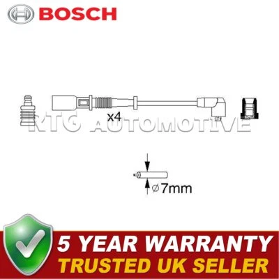 Bosch Ignition Leads Fits Fiat Seicento Punto Panda 1.0 1.1 1.2 + Other Models - Image 1 of 4