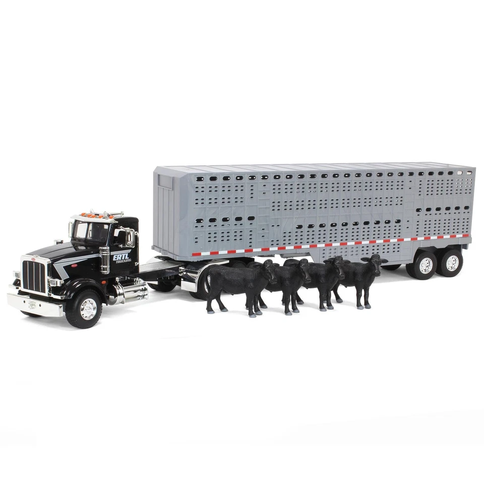 ERTL 1/16 Big Farm Peterbilt 367 Semi with Livestock Trailer and 4 Cows 47600 - Image 1 of 4